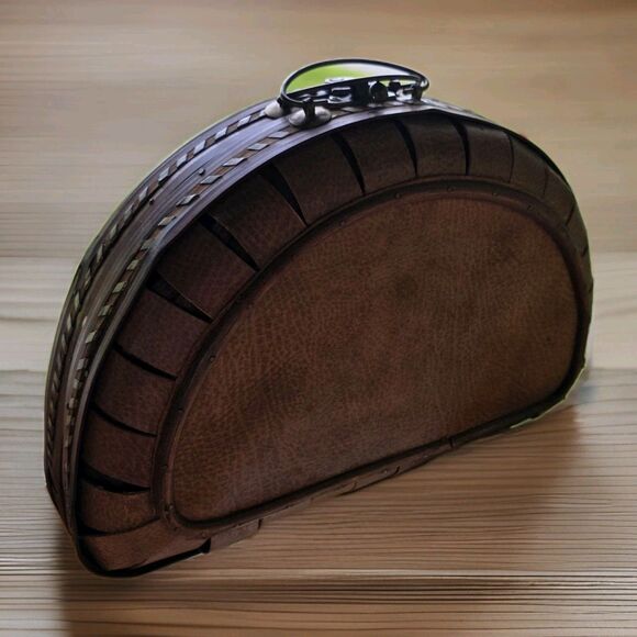 Handmade Other - Vintage Handmade Wicker Woven Clamshell Purse Basket W/ Metal Latch & Handle 19”
